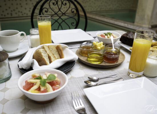 Petit dejeuner riad Marrakech Maroc